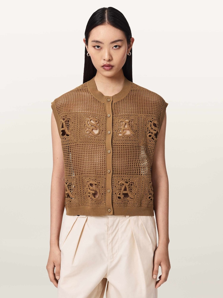 AllSaints Brown Kyra Waistcoat - Image 1 of 7