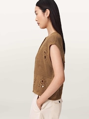AllSaints Brown Kyra Waistcoat - Image 4 of 7