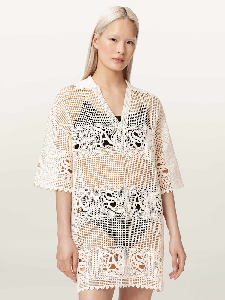 AllSaints White Kyra Mini Dress - Image 1 of 6 AllSaints White Kyra Mini Dress - Image 1 of 6