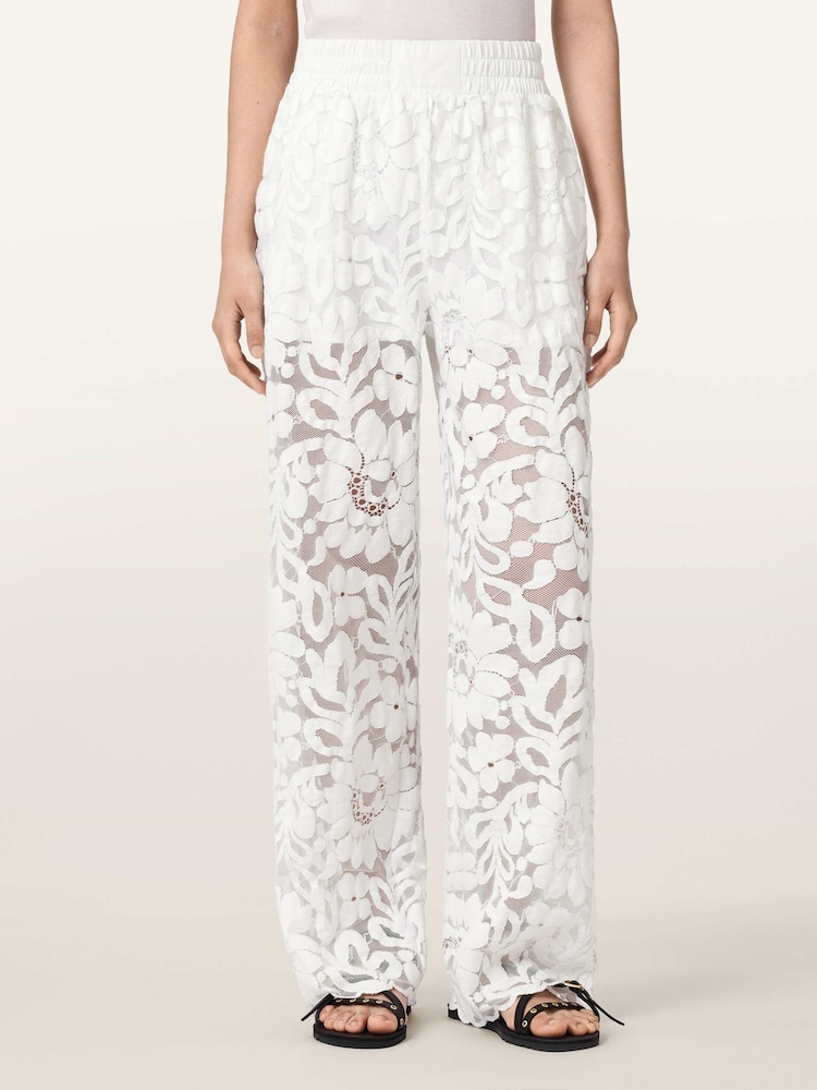 AllSaints White Amelie Lace Trousers - Image 1 of 7 AllSaints White Amelie Lace Trousers - Image 1 of 7