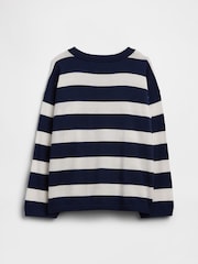 Gap Navy Lobster Oversized Stripe Crew Neck Jumper (4-13yrs) - Image 2 of 3
