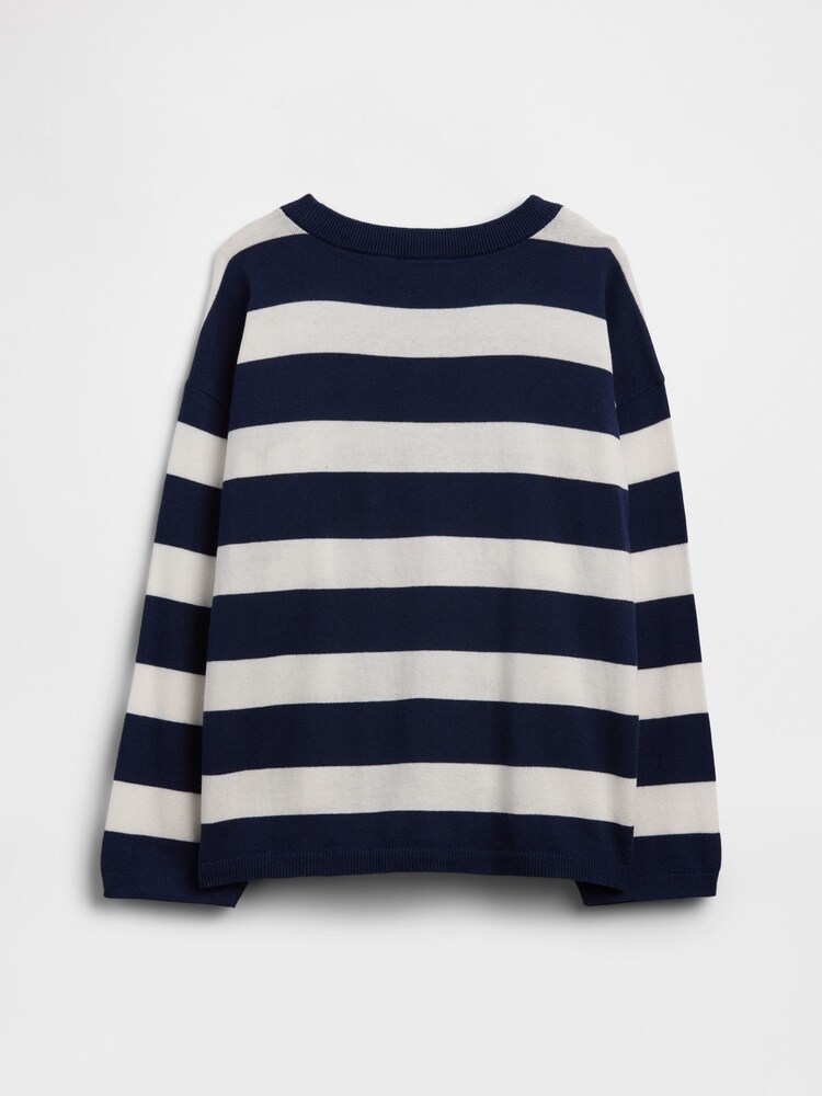 Gap Navy Lobster Oversized Stripe Crew Neck Jumper (4-13yrs) - Image 2 of 3