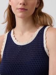 Gap Navy Crochet Mini Sleeveless Dress - Image 4 of 4