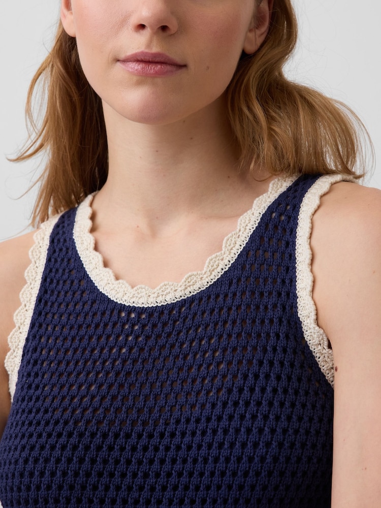 Gap Navy Crochet Mini Sleeveless Dress - Image 4 of 4