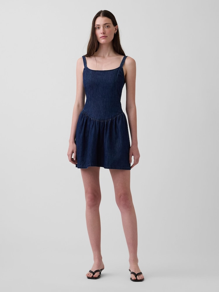 Gap Dark Wash Denim Drop-Waist Mini Dress - Image 1 of 4