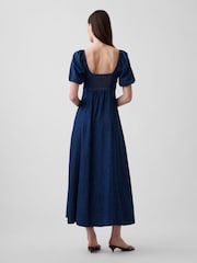 Gap Dark Wash Denim Puff-Sleeve Button-Front Maxi Dress - Image 2 of 4
