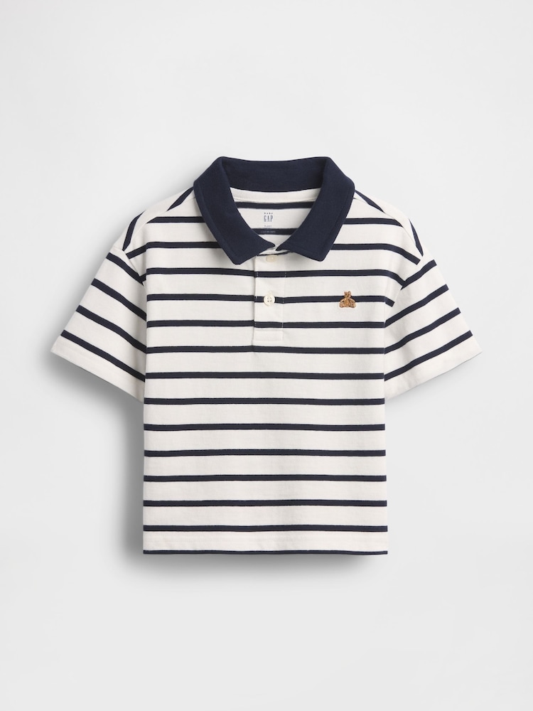 Gap White/Navy Stripe Boxy Polo Shirt (6mths-5yrs) - Image 1 of 2 Gap White/Navy Stripe Boxy Polo Shirt (6mths-5yrs) - Image 1 of 2