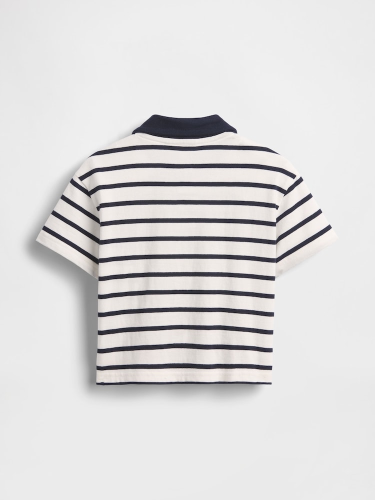 Gap White/Navy Stripe Boxy Polo Shirt (6mths-5yrs) - Image 2 of 2 Gap White/Navy Stripe Boxy Polo Shirt (6mths-5yrs) - Image 2 of 2