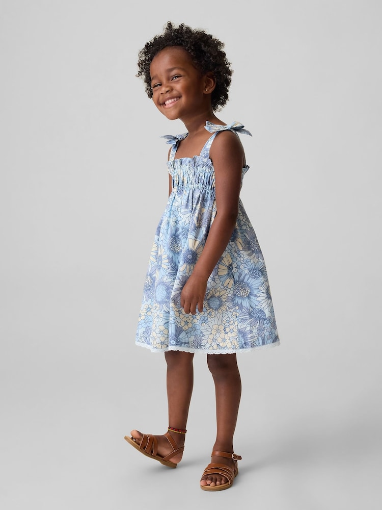 Gap Blue Smocked Floral Bow-Strap Dress (6mths-5yrs) - Image 1 of 4