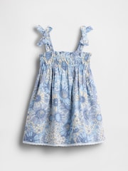 Gap Blue Smocked Floral Bow-Strap Dress (6mths-5yrs) - Image 3 of 4