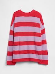 Sweter o kroju oversize Gap w paski z okrągłym dekoltem (4–13 lat) - Obraz 2 z 3