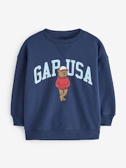 Gap Blue Brannan Bear Americana VintageSoft Terry Oversized Graphic Sweatshirt (4-13yrs) - Image 1 of 5
