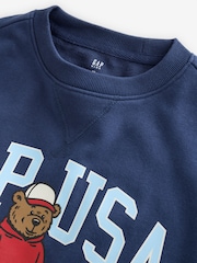 Gap Blue Brannan Bear Americana VintageSoft Terry Oversized Graphic Sweatshirt (4-13yrs) - Image 3 of 5