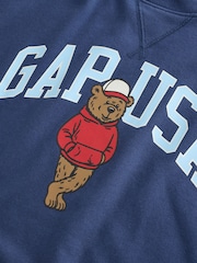 Gap Blue Brannan Bear Americana VintageSoft Terry Oversized Graphic Sweatshirt (4-13yrs) - Image 5 of 5