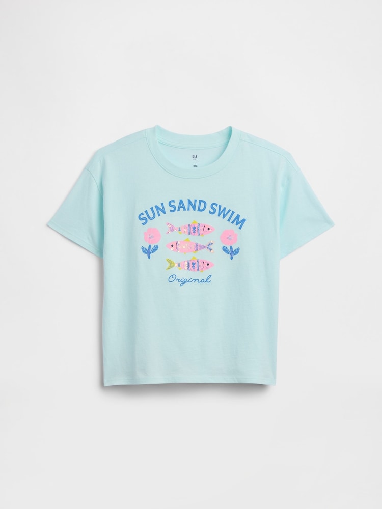 Gap Blue Oversized Graphic T-Shirt (4-13yrs) - Image 1 of 3 Gap Blue Oversized Graphic T-Shirt (4-13yrs) - Image 1 of 3