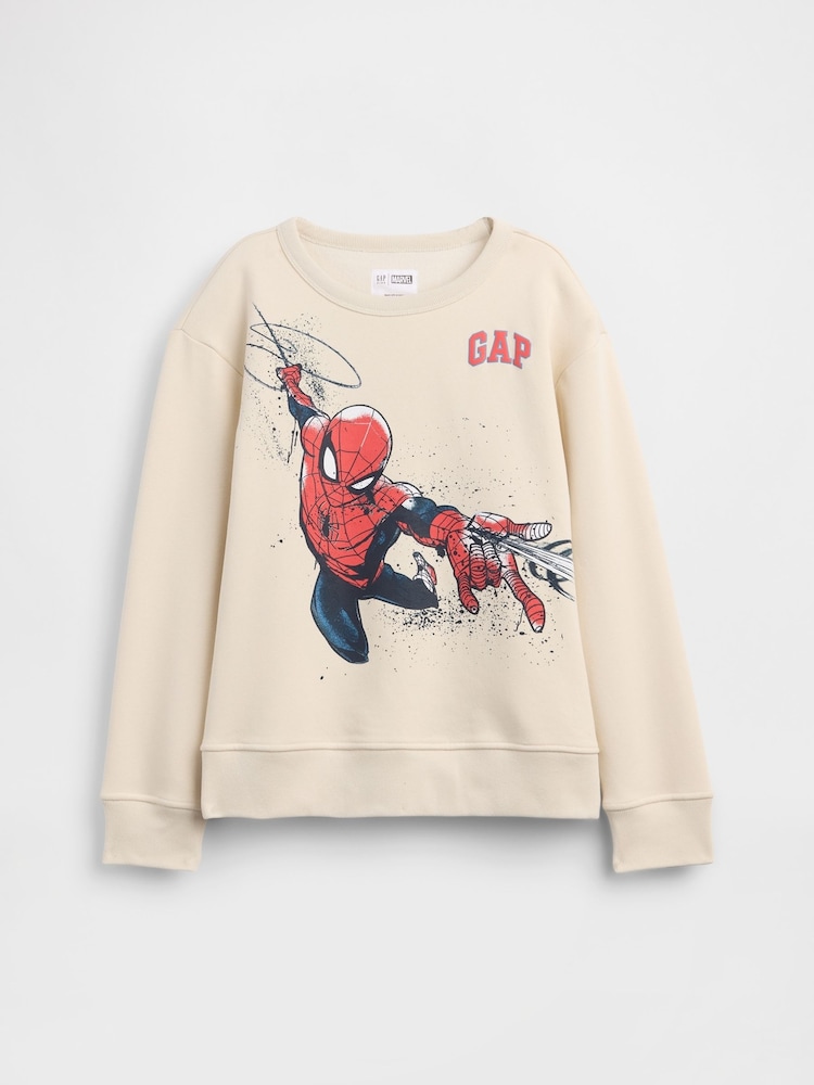 Gap Cream Marvel Spider-Man Relaxed Crew Neck Sweatshirt (4-13yrs) - Image 1 of 3