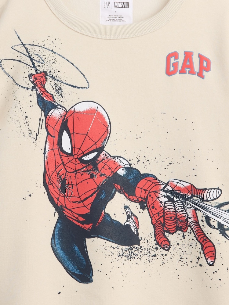 Gap Cream Marvel Spider-Man Relaxed Crew Neck Sweatshirt (4-13yrs) - Image 3 of 3