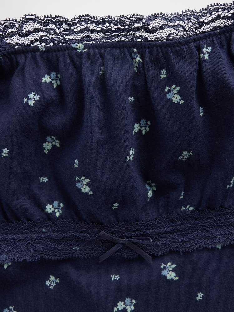 Gap Navy Floral Lace-Trim Puff-Sleeve Top (4-13yrs) - Image 4 of 4 Gap Navy Floral Lace-Trim Puff-Sleeve Top (4-13yrs) - Image 4 of 4