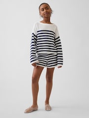 Gap Blue/Cream Crochet Oversized Stripe Jumper (4-13yrs) - Image 3 of 5