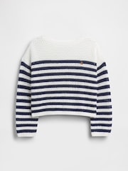 Gap Blue/Cream Crochet Oversized Stripe Jumper (4-13yrs) - Image 4 of 5