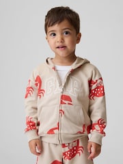 Gap Beige Crab Relaxed Logo French Terry Zip Hoodie (6mths-5yrs) - Image 4 of 4