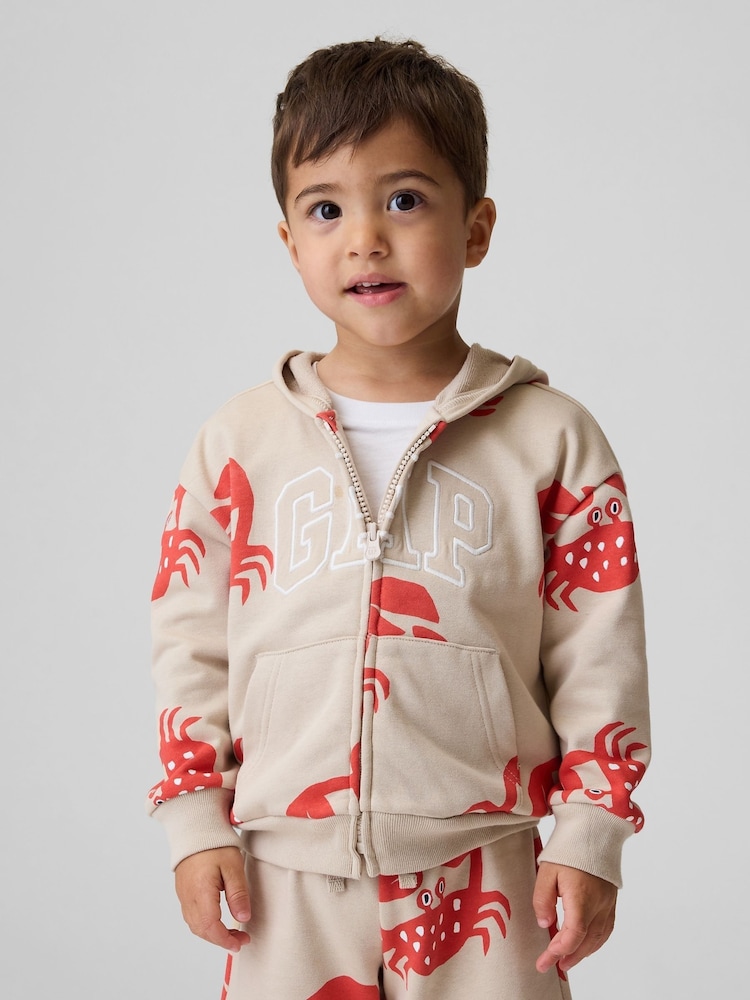 Gap Beige Crab Relaxed Logo French Terry Zip Hoodie (6mths-5yrs) - Image 4 of 4