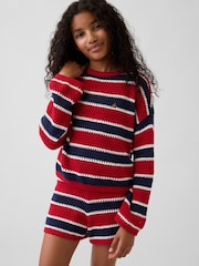 Gap Red/Blue Crochet Oversized Stripe Jumper (4-13yrs) - Image 1 of 5