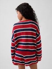 Gap Red/Blue Crochet Oversized Stripe Jumper (4-13yrs) - Image 2 of 5