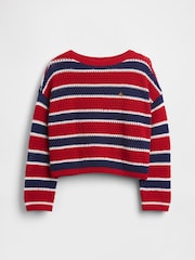 Gap Red/Blue Crochet Oversized Stripe Jumper (4-13yrs) - Image 4 of 5