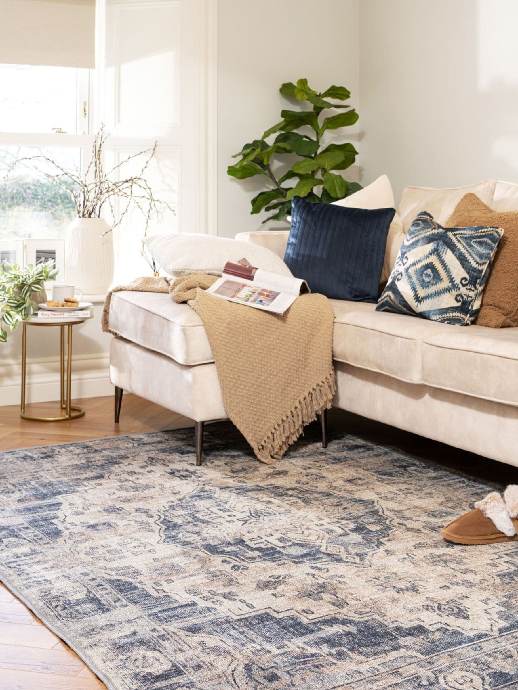 Buy kukoon Blue Washable Kith Traditional Rug from the Next UK
