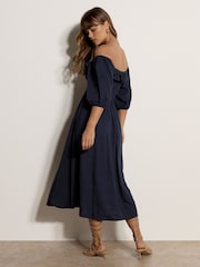 Apricot Blue Smocked Bardot Maxi Dress - Image 3 of 5