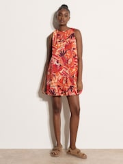 Apricot Red Abstract Print Bubble Hem Mini Dress - Image 4 of 5