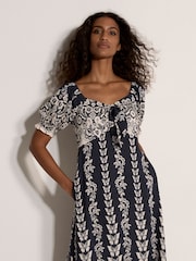 Apricot Blue Butterfly Border Print Midi Dress - Image 4 of 4