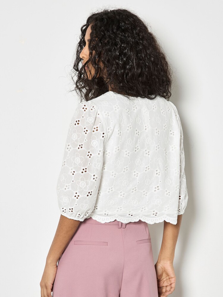 Apricot White Daisy Broderie Anglaise Button Top - Image 2 of 4
