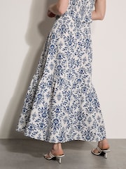 Apricot Cream Folk Ikat Print Tiered Maxi Skirt - Image 3 of 4