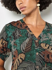 Apricot Tropical Leaf Print Shirt - 圖片 3/4