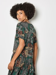 Apricot Tropical Leaf Print Shirt - 圖片 4/4