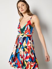 Apricot Orange Colour Block Tiered Cami Mini Dress - Image 1 of 4