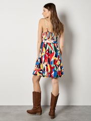 Apricot Orange Colour Block Tiered Cami Mini Dress - Image 3 of 4