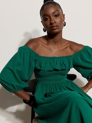 Apricot Green Ruffle Milkmaid Midi Dress - Image 4 of 4