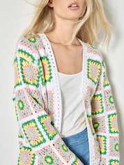 Apricot Yellow Pastel Floral Crochet Cardigan - Image 3 of 4