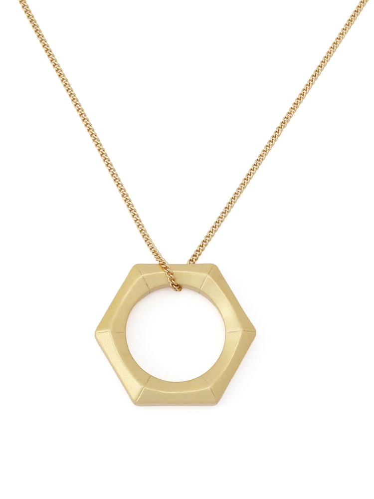 AllSaints Gold Tone Clara Bamboo Pendant Long Necklace - Image 2 of 4