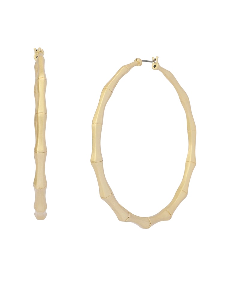AllSaints Gold Tone Clara Bamboo Large Hoop Earrings - Image 1 of 5