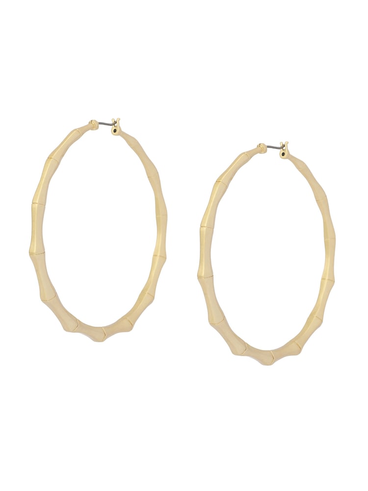 AllSaints Gold Tone Clara Bamboo Large Hoop Earrings - Image 2 of 5