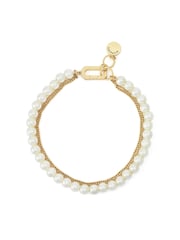 AllSaints Gold Tone Nellie Pearl Chain Strand Bracelet - Image 1 of 4