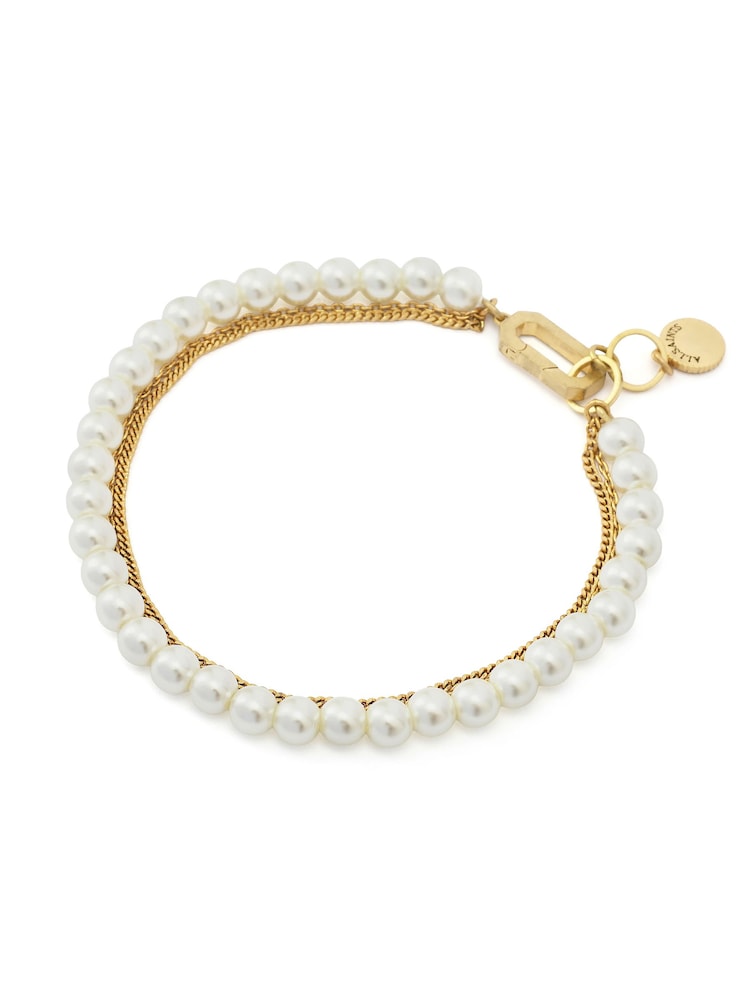 AllSaints Gold Tone Nellie Pearl Chain Strand Bracelet - Image 2 of 4