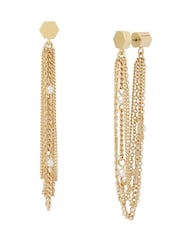 AllSaints Gold Tone Rae Pearl Multi Chain Jacket Earrings - Image 1 of 4