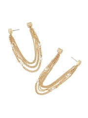 AllSaints Gold Tone Rae Pearl Multi Chain Jacket Earrings - Image 2 of 4
