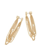 AllSaints Gold Tone Rae Pearl Multi Chain Jacket Earrings - Image 3 of 4