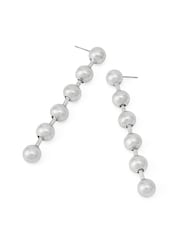AllSaints Silver Tone Ball Chain Linear Statement Earrings - Image 2 of 3